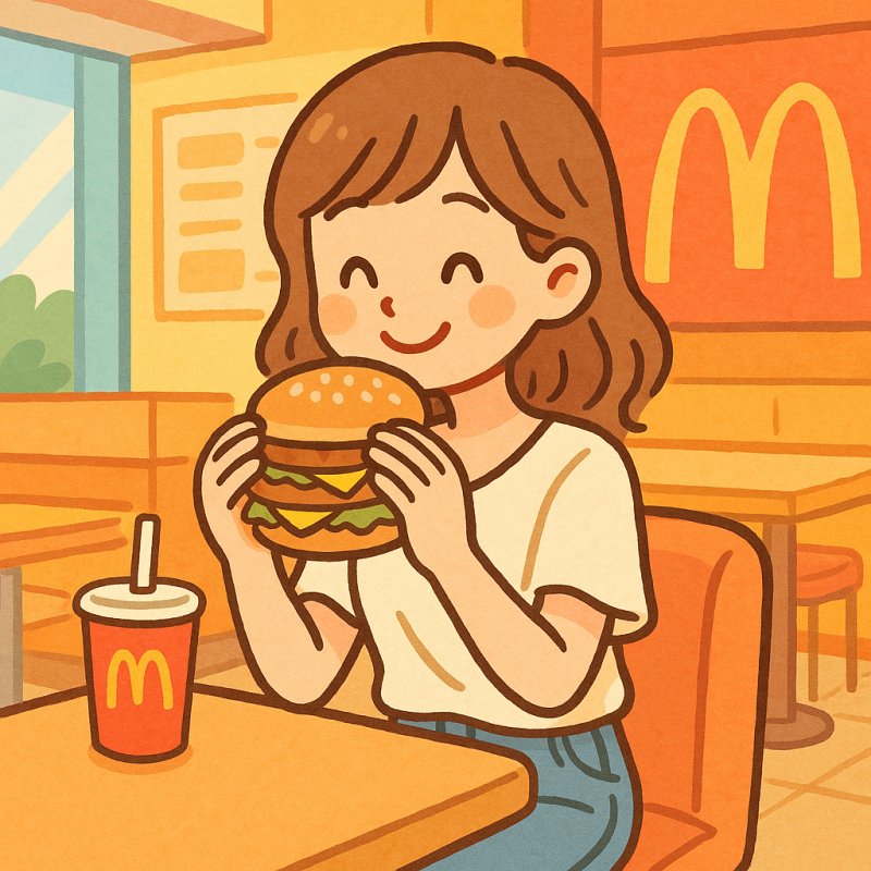 タイのマクドナルドでビッグマックを食べる女性