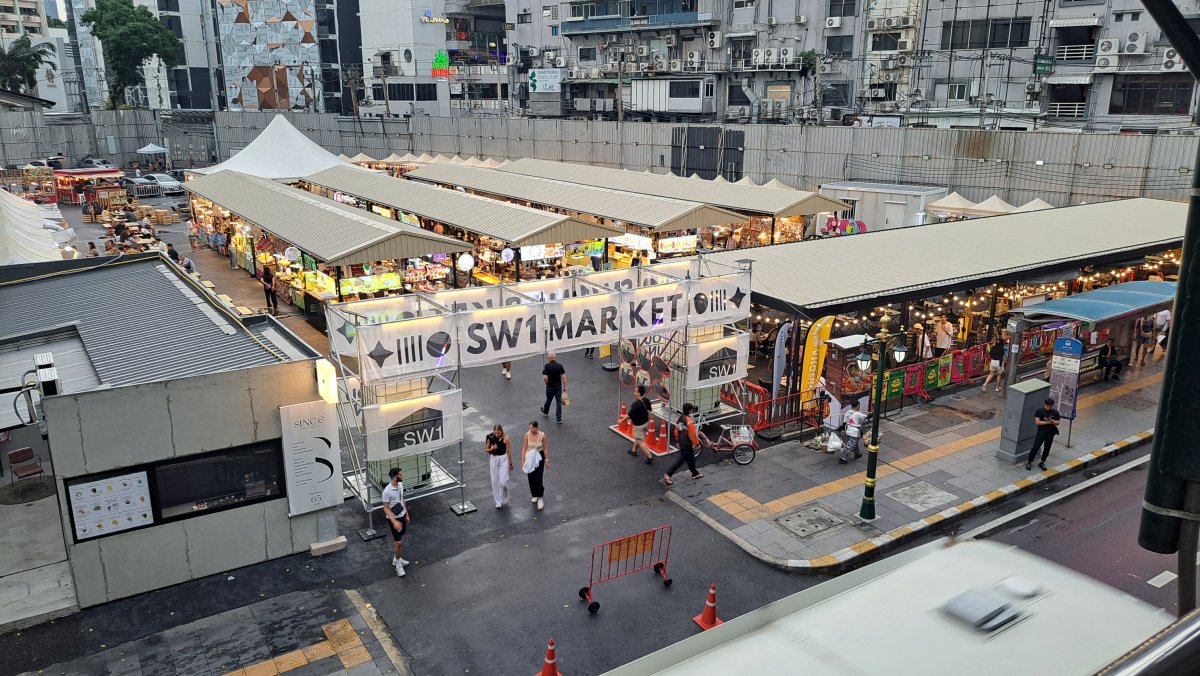 高架の通路から見たマーケット