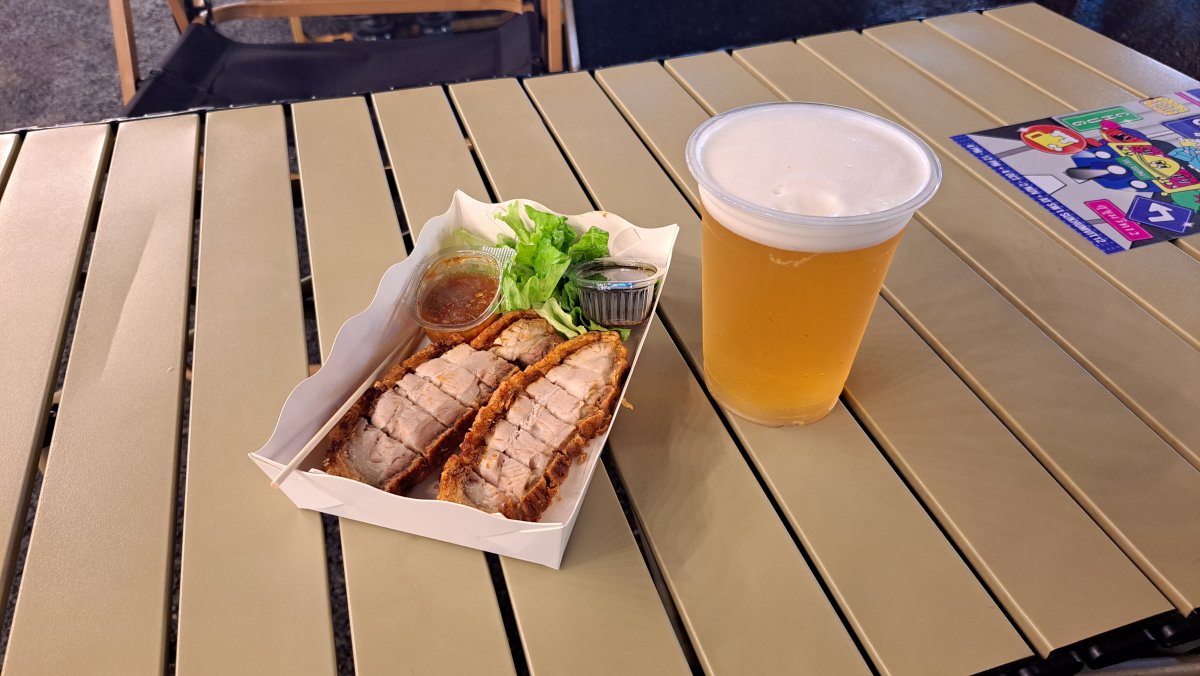ビールと肉巻き
