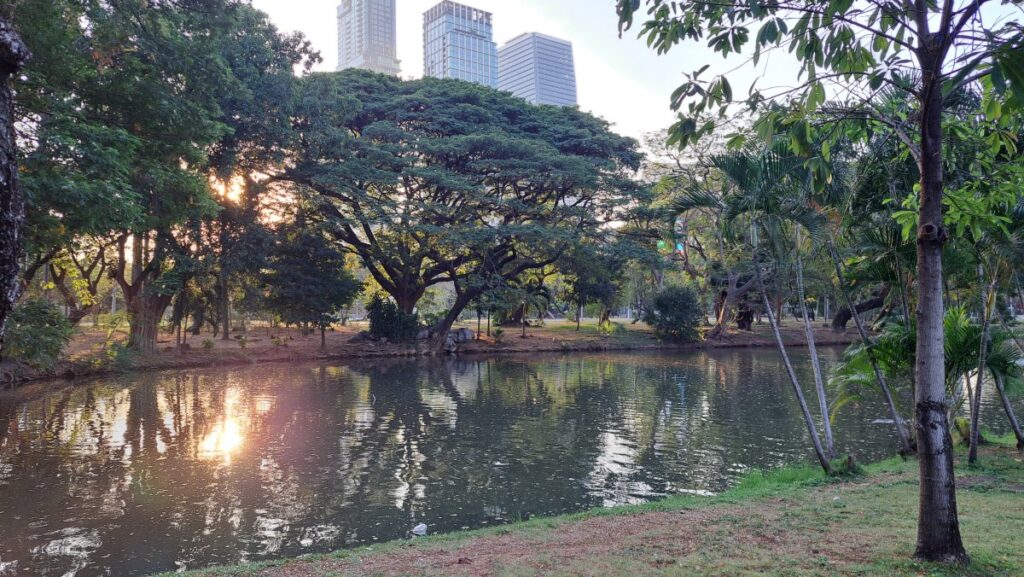 ルンビニー公園の情景。水辺は特に絵になります。