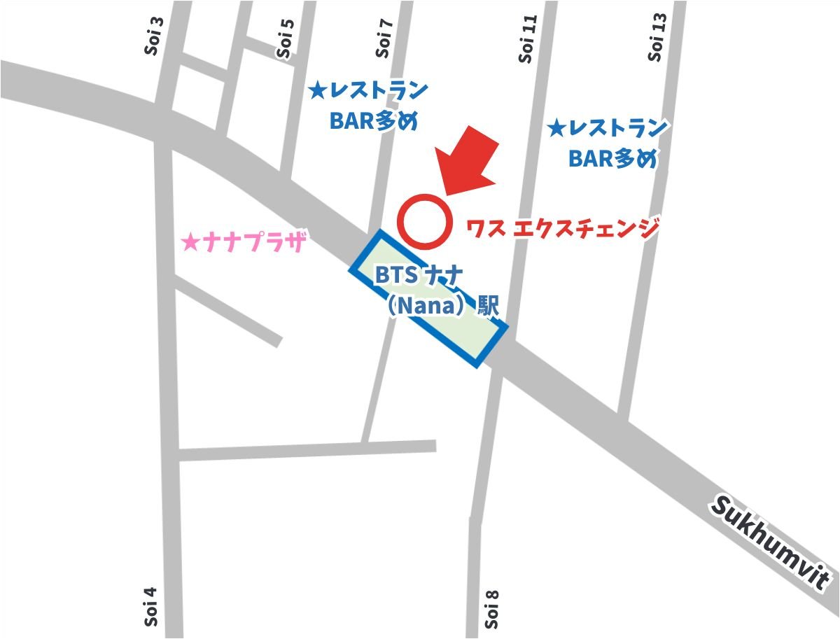 ワス エクスチェンジとナナ駅