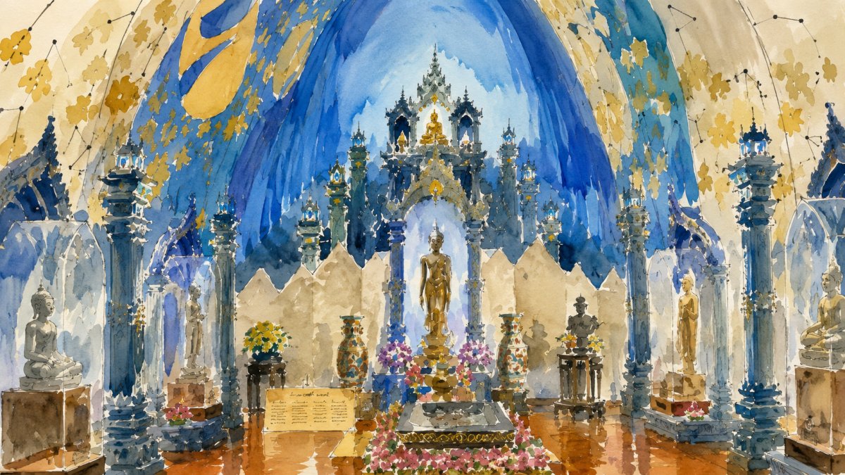 象のお腹の中に広がる神秘的な仏教空間(天上界)のイメージ