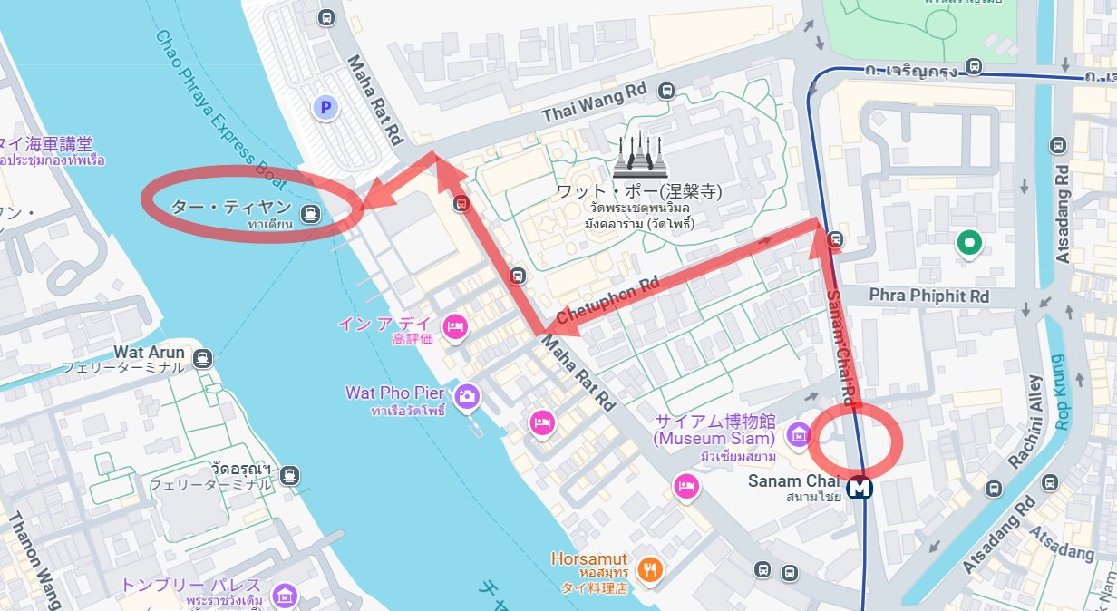 サナームチャイ駅からターティヤン船着き場に向かう